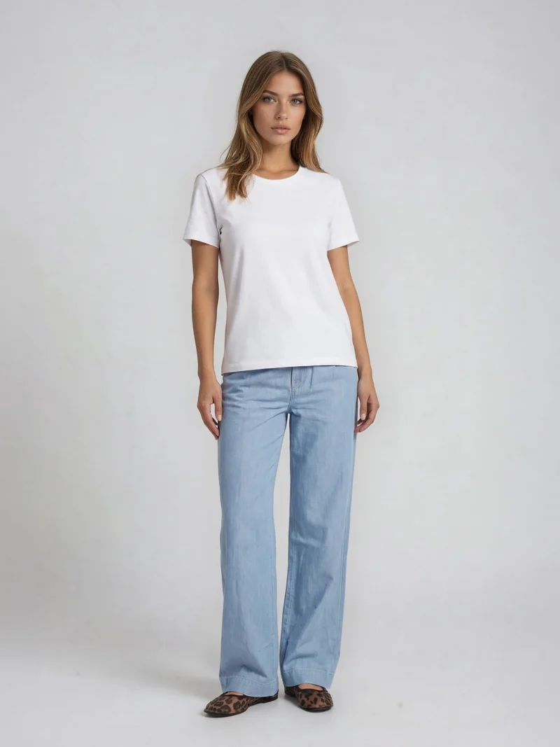 BGLVY - PERLA, Stoffhose, Straight Fit, High-Waist, Light Blue