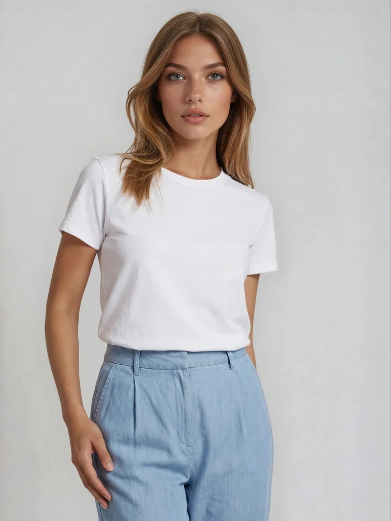 BGLVY - PERLA, Stoffhose, Straight Fit, High-Waist, Light Blue