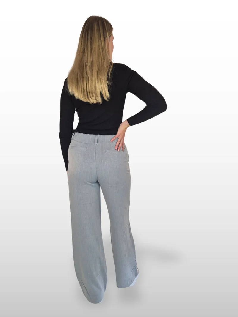 BGLVY - PERLA, Stoffhose, Straight Fit, High-Waist, Grey