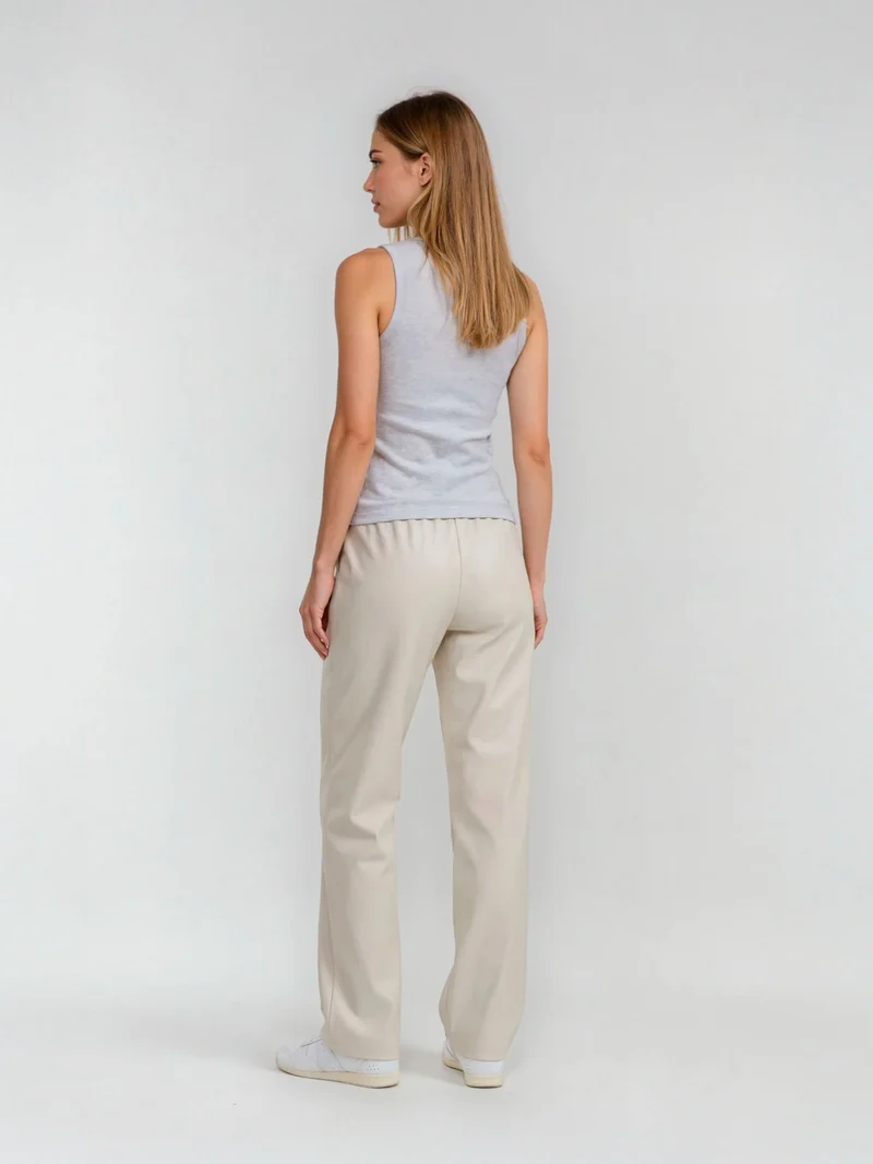 BOGILVY - Damen Thermo-Anzughose für die kälteren Tage, Straight Fit, High Waist, Beige