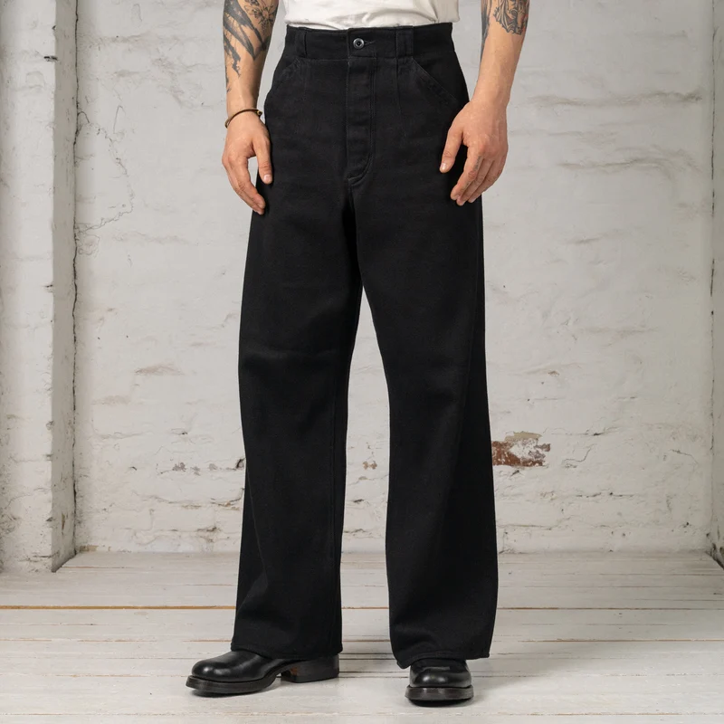 Doric Denim Trousers Selvedge Denim Schwarz