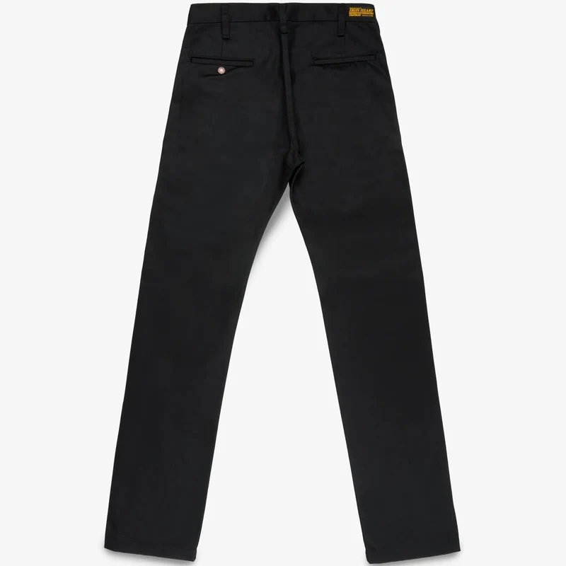 IH-717-BLK 9 oz. Mercerised Selvedge Cotton Straight Cut Chinos Black