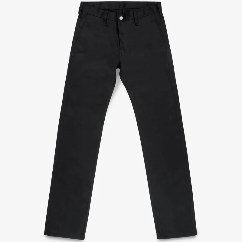 IH-717-BLK 9 oz. Mercerised Selvedge Cotton Straight Cut Chinos Black