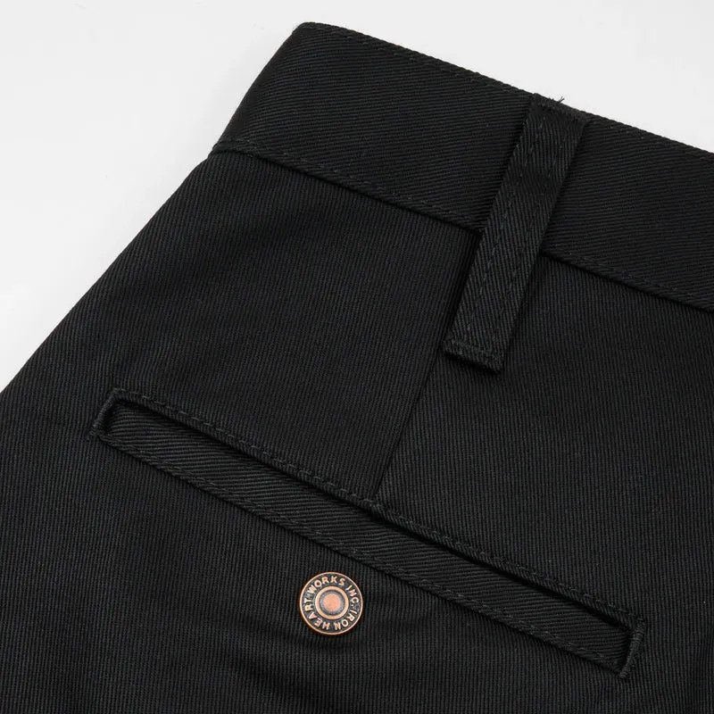 IH-717-BLK 9 oz. Mercerised Selvedge Cotton Straight Cut Chinos Black
