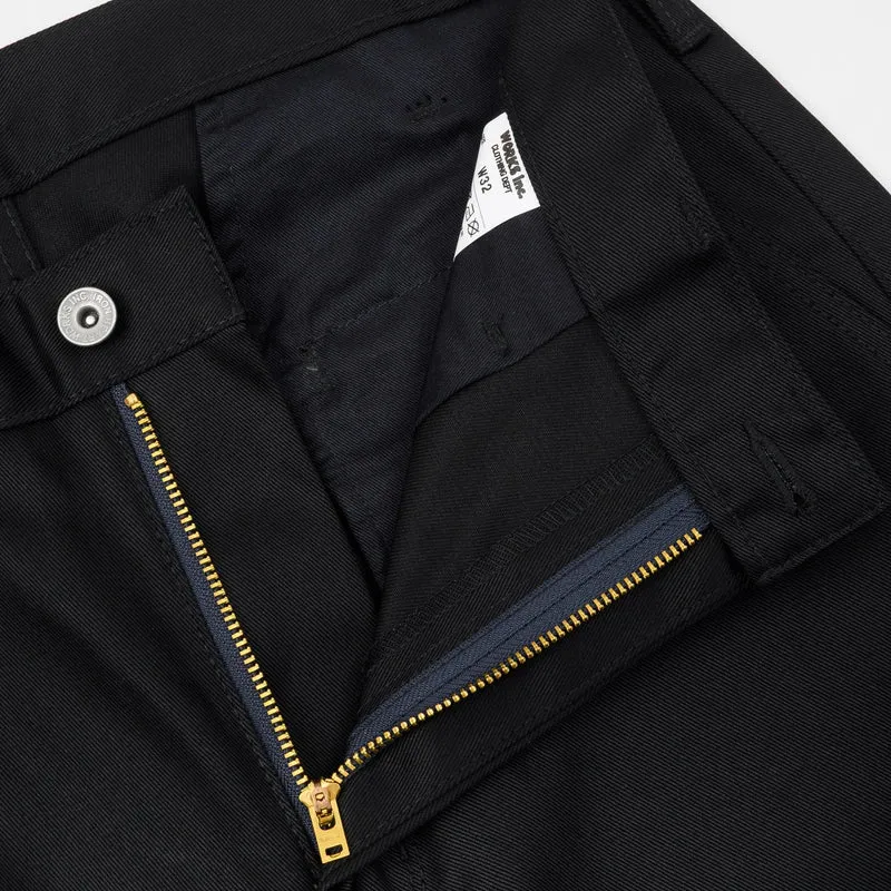 IH-717-BLK 9 oz. Mercerised Selvedge Cotton Straight Cut Chinos Black
