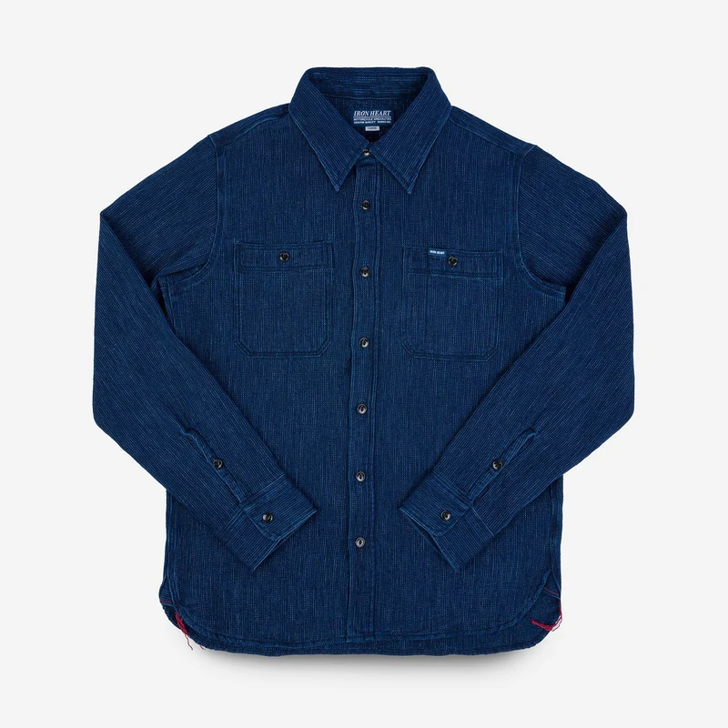 IHSH-96-IND Waffle Work Shirt Indigo