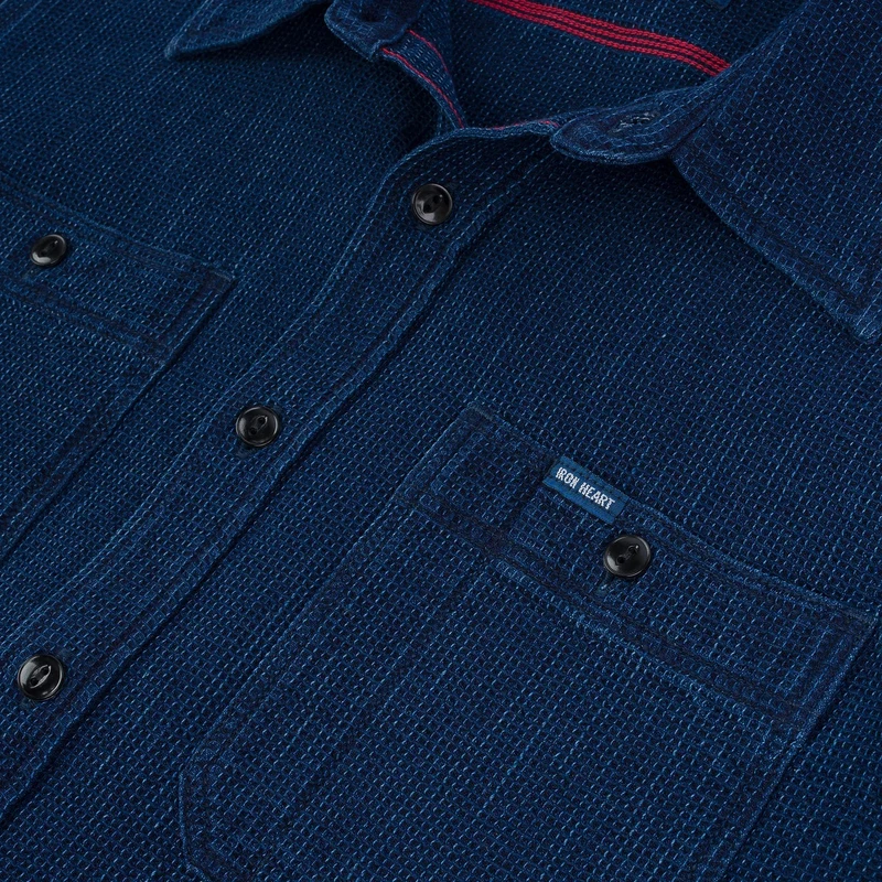 IHSH-96-IND Waffle Work Shirt Indigo
