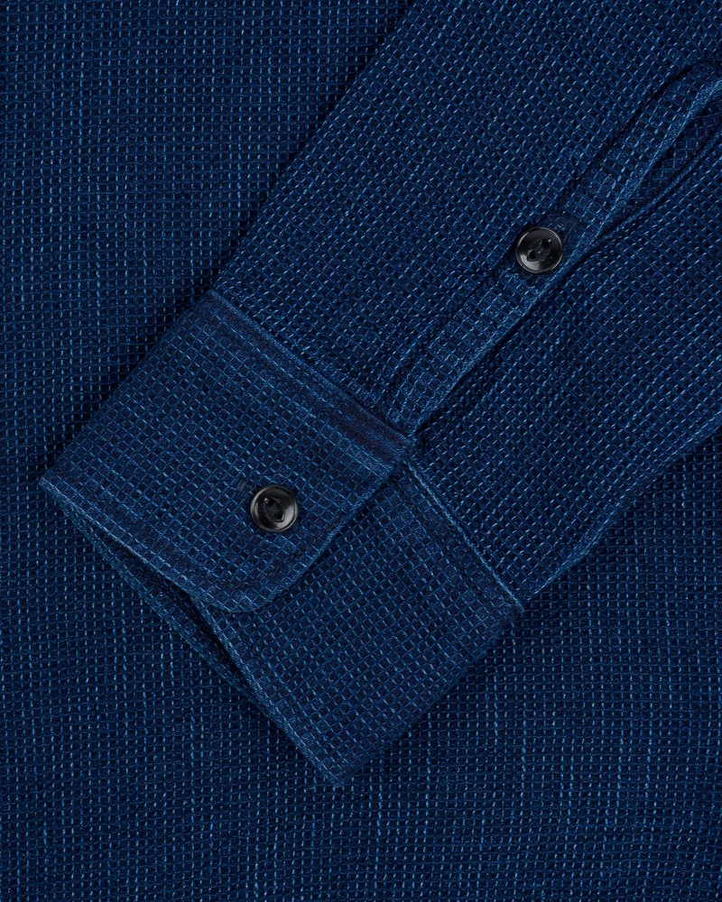 IHSH-96-IND Waffle Work Shirt Indigo