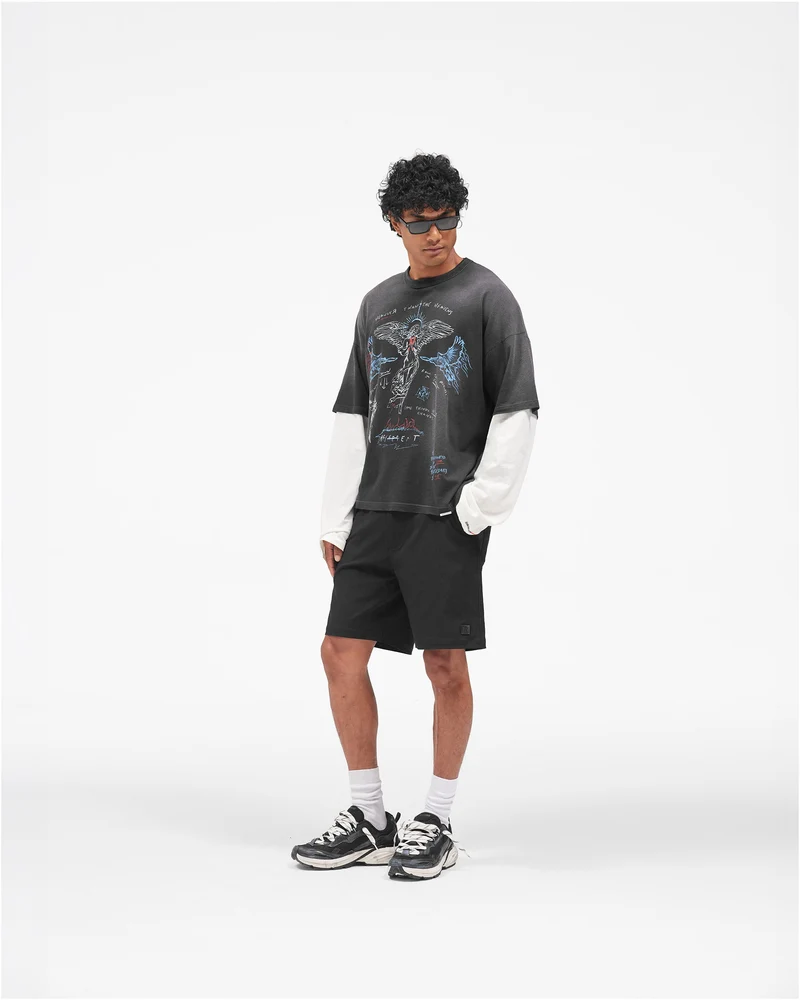 Heavier Than The Heavens Long Sleeve T-Shirt - Washed Black