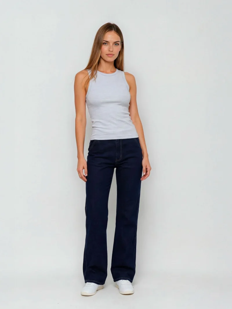 BOGILVY - PAULA, Straight Fit, High Waist, Deep Blue