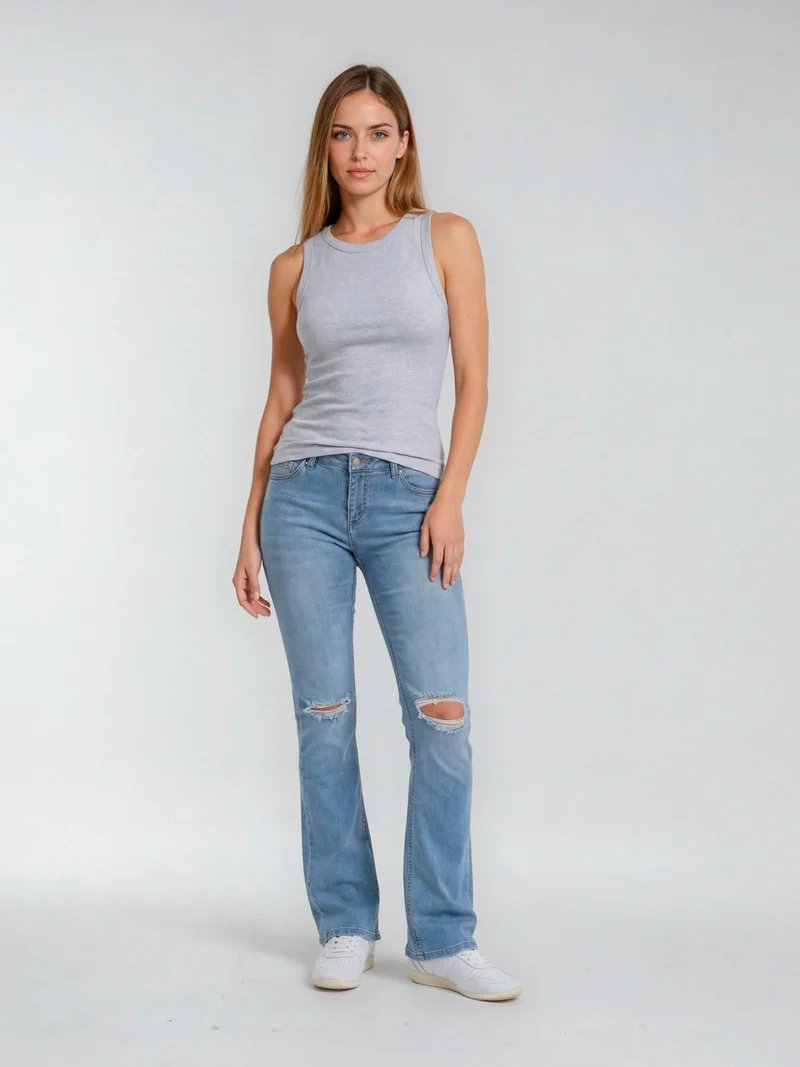 SCREVET - SNAPPY, Bootcut, High-Waist, Light Blue Used