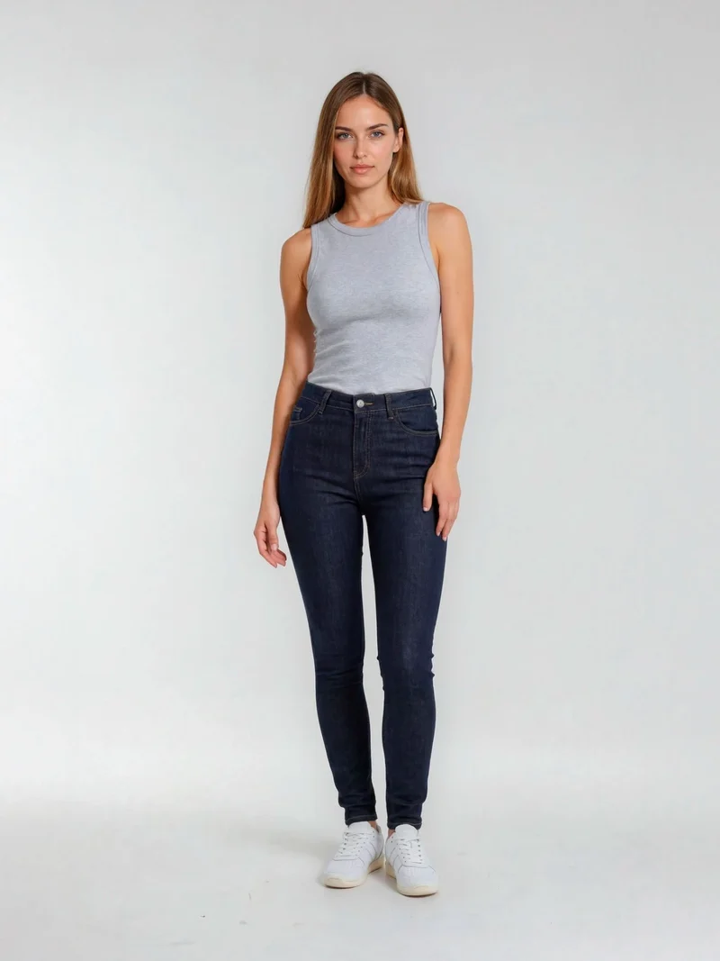 SCREVET - RIVET, Skinny Fit, High-Waist, Dark Blue