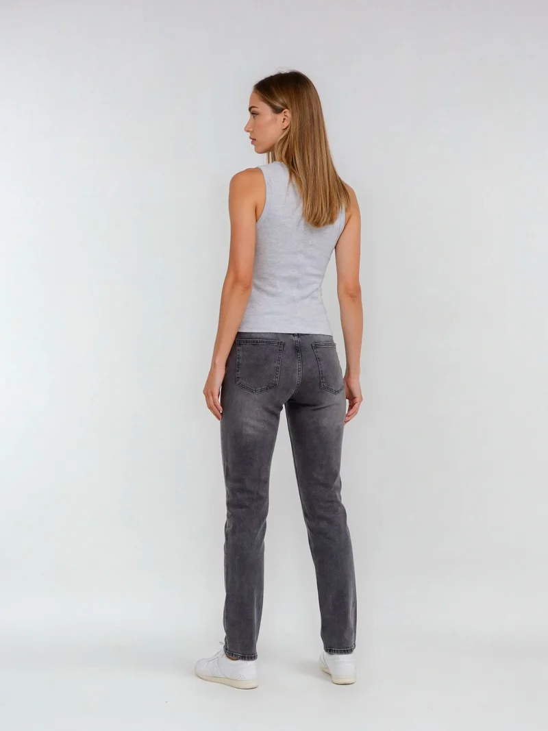 SCREVET - DILLY, Straight Fit, Mid-Waist, Grey Black