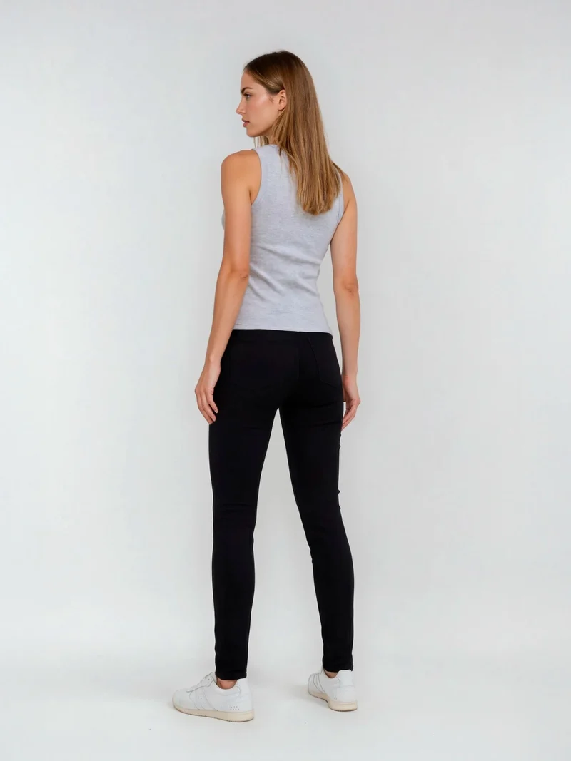 BOGILVY - SPIKE, Slim Fit, Mid-Waist, Black