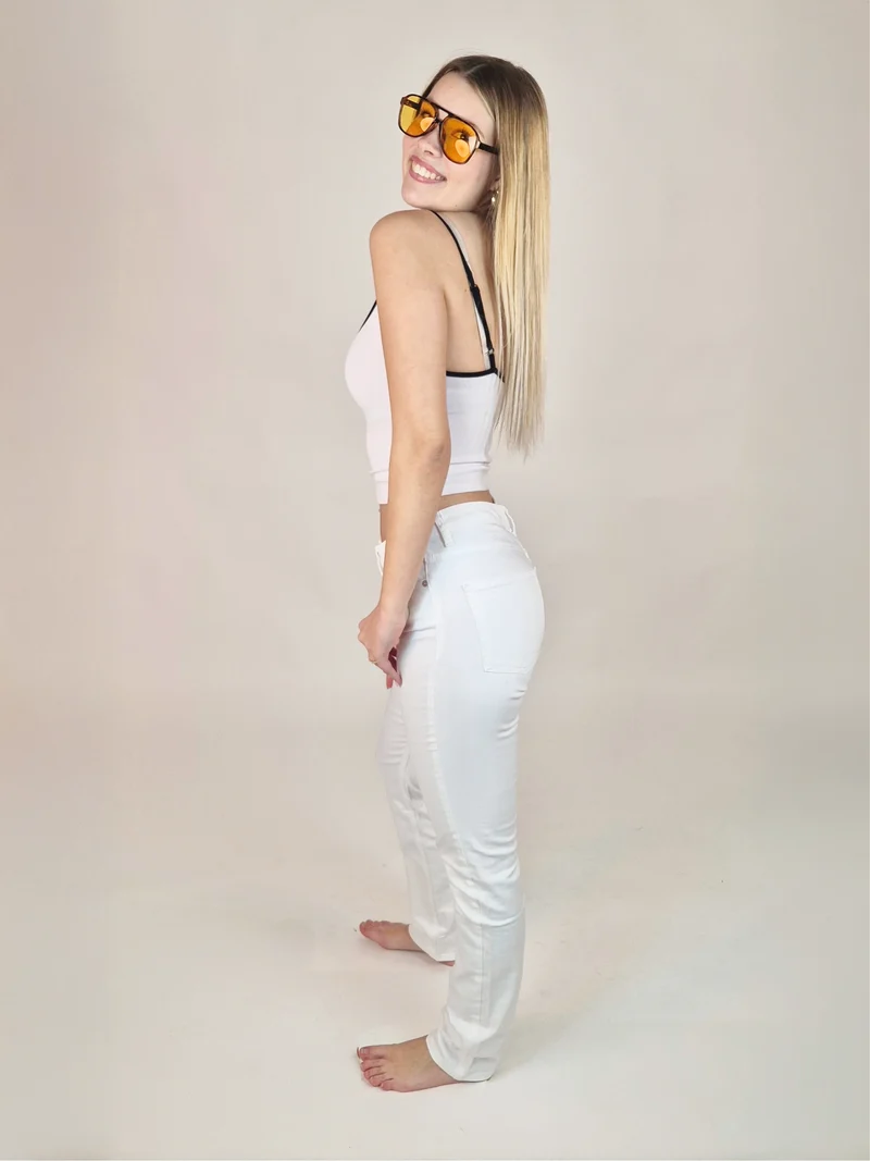 WHITEFIVE - The Unbluejeans - White POWDER, High-Waist, Skinny Fit