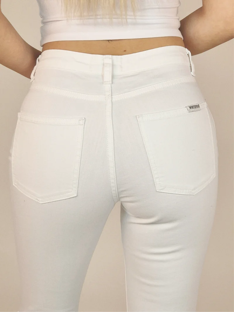 WHITEFIVE - The Unbluejeans - White POWDER, High-Waist, Skinny Fit
