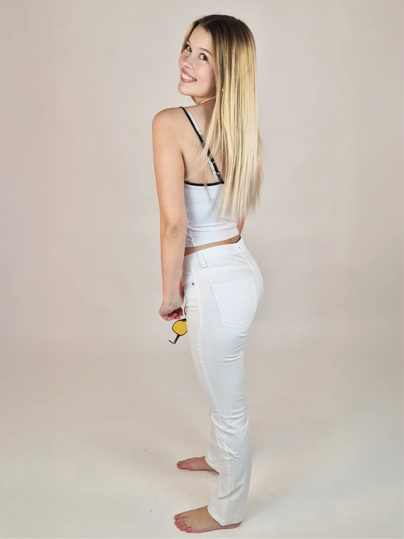 WHITEFIVE - The Unbluejeans - White ALABASTER, Mid-Waist, Slim Fit