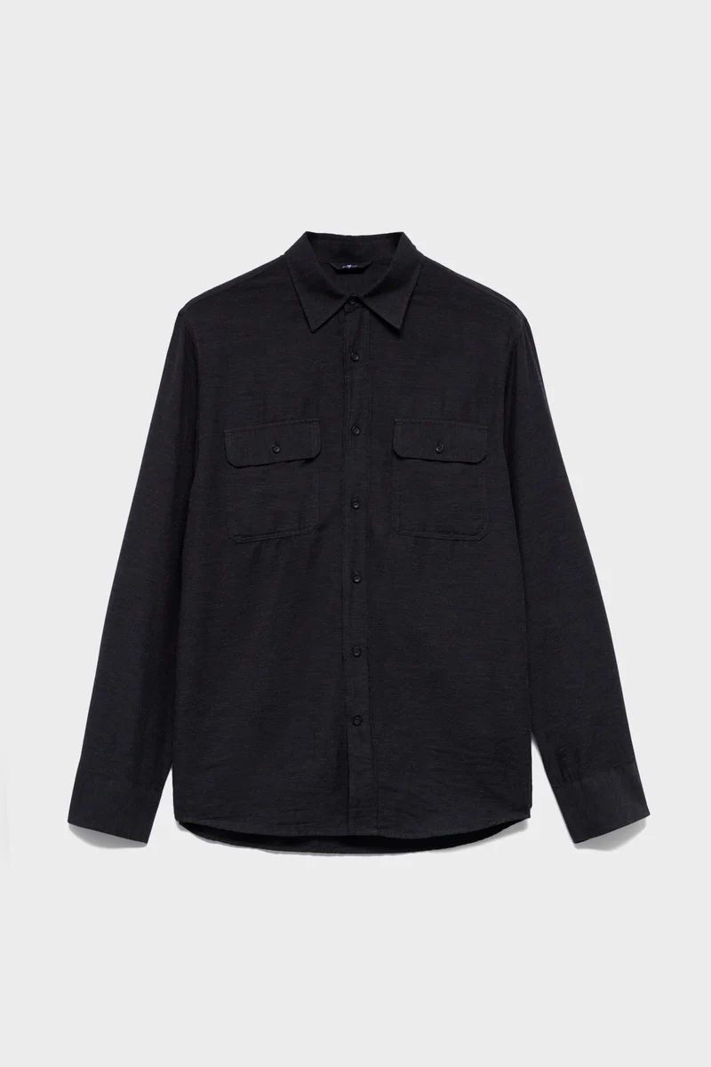 MILITARY SHIRT in Cotton Cashmere Dark Grey
