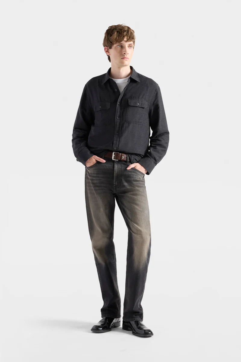 MILITARY SHIRT in Cotton Cashmere Dark Grey