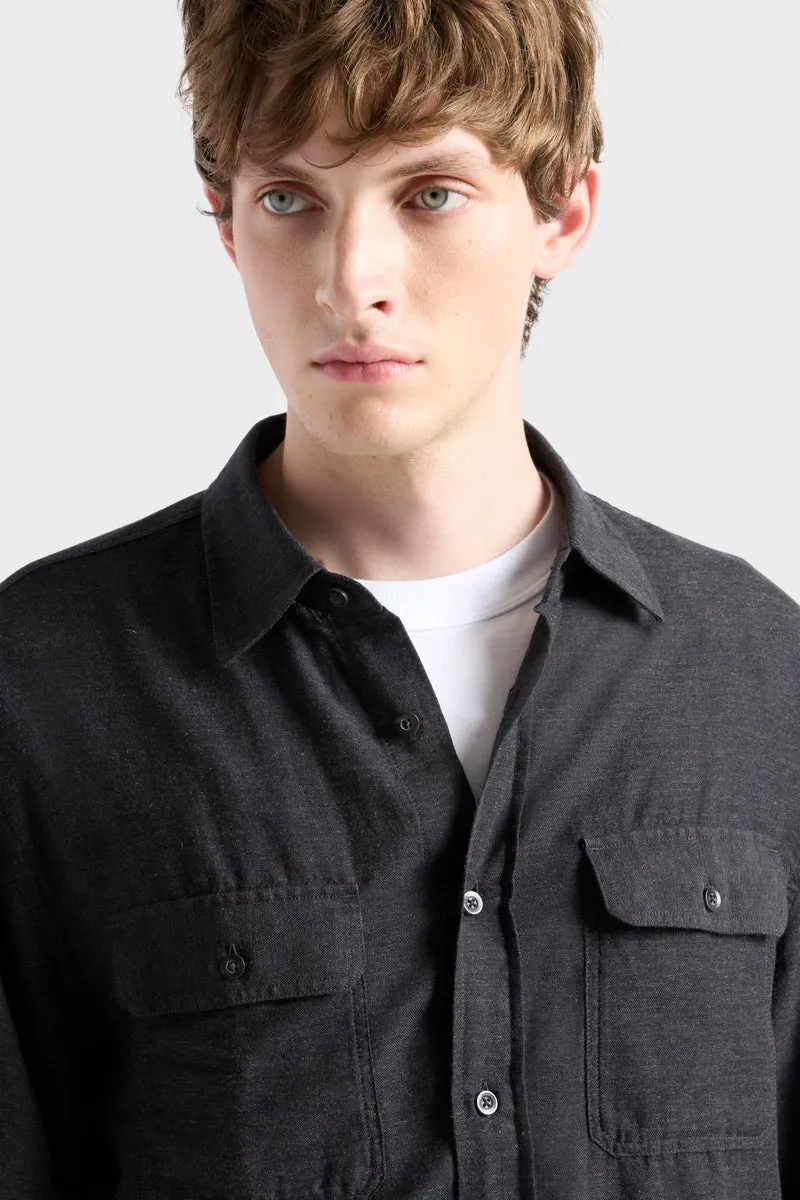 MILITARY SHIRT in Cotton Cashmere Dark Grey
