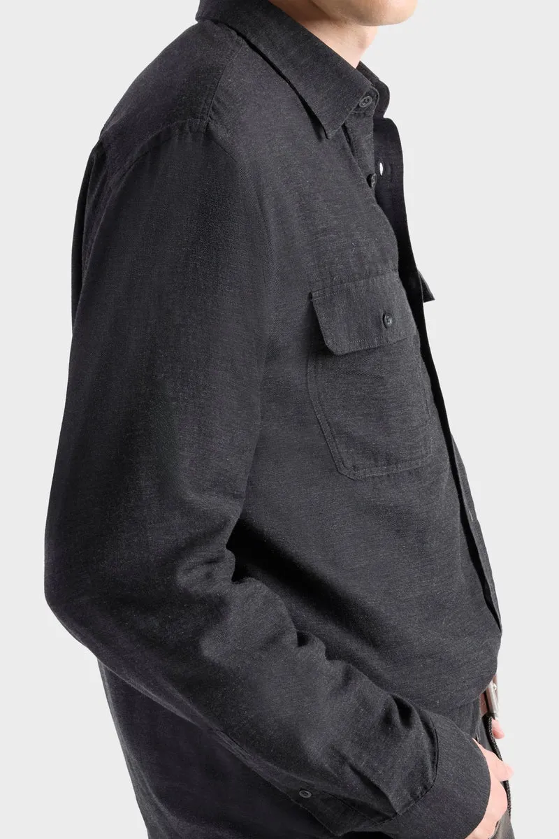MILITARY SHIRT in Cotton Cashmere Dark Grey