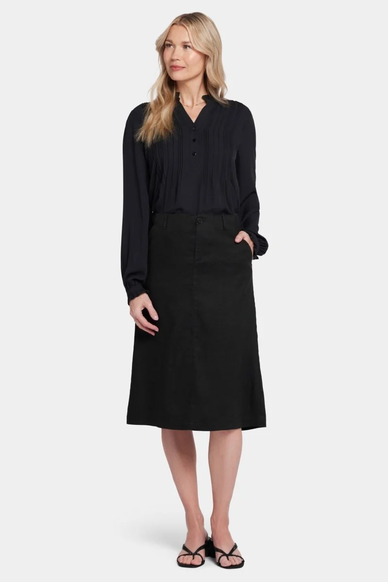 Marilyn A-Line Skirt Schwarz Stretch-Leinen | Black
