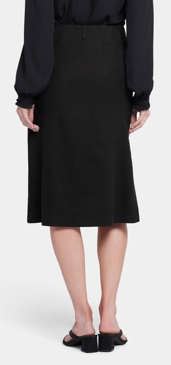 Marilyn A-Line Skirt Schwarz Stretch-Leinen | Black