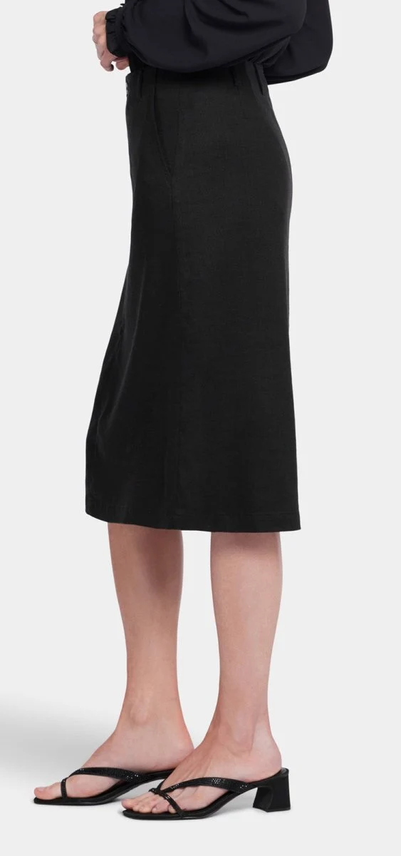 Marilyn A-Line Skirt Schwarz Stretch-Leinen | Black