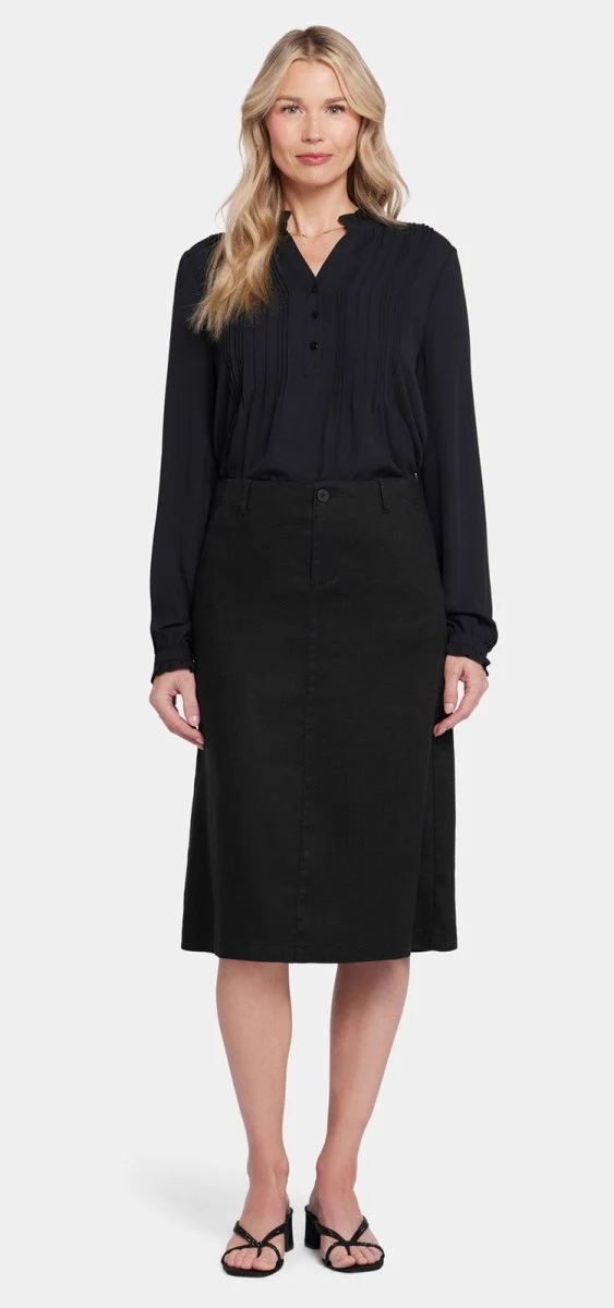 Marilyn A-Line Skirt Schwarz Stretch-Leinen | Black