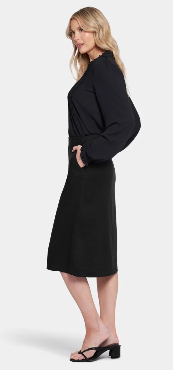 Marilyn A-Line Skirt Schwarz Stretch-Leinen | Black