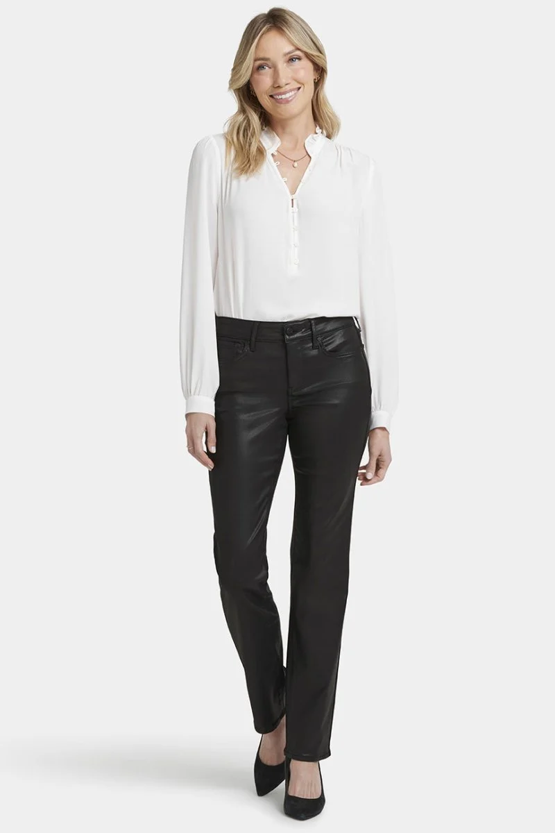 Coated Marilyn Straight Jeans | Black Coated
