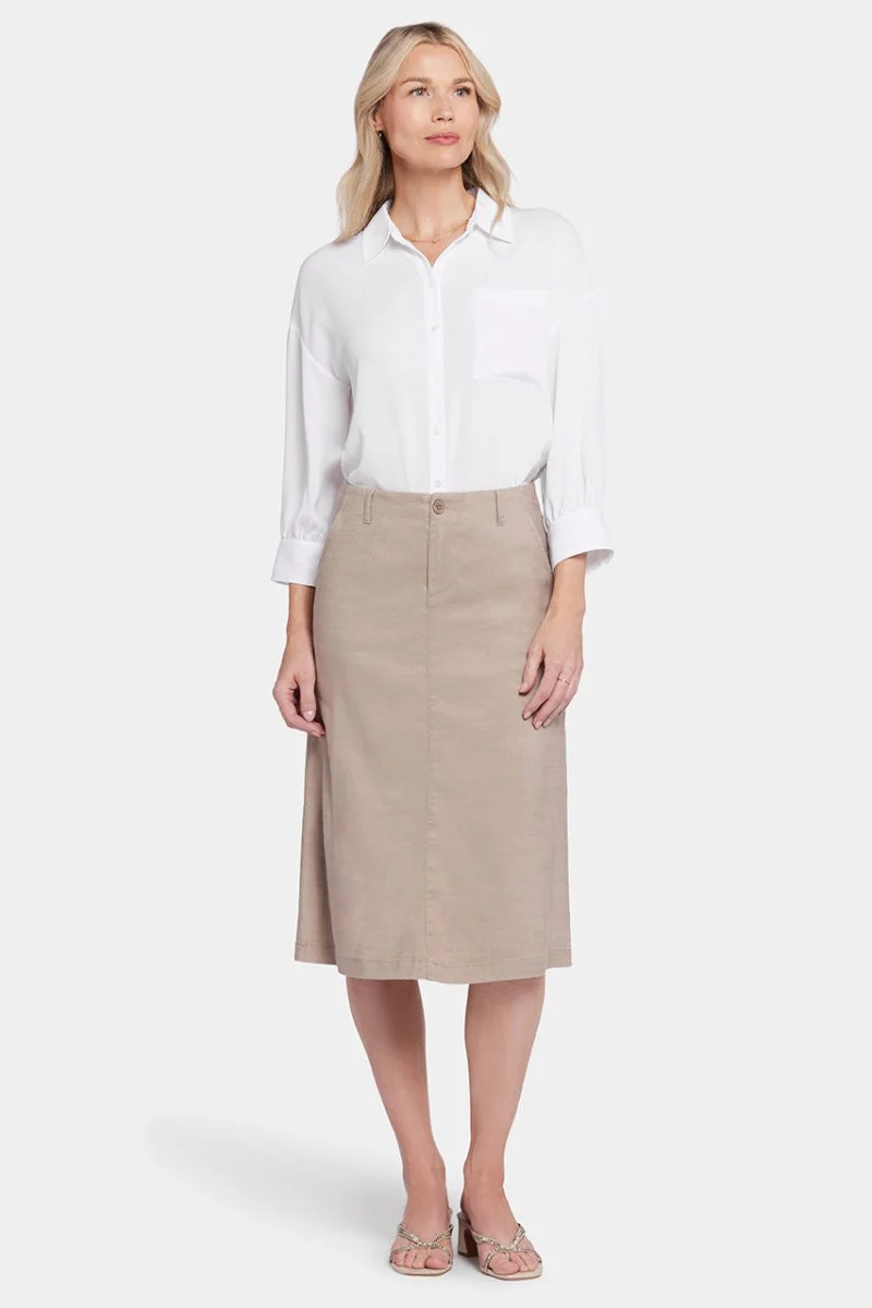 Marilyn A-Line Skirt Braun Stretch-Leinen | Saddlewood