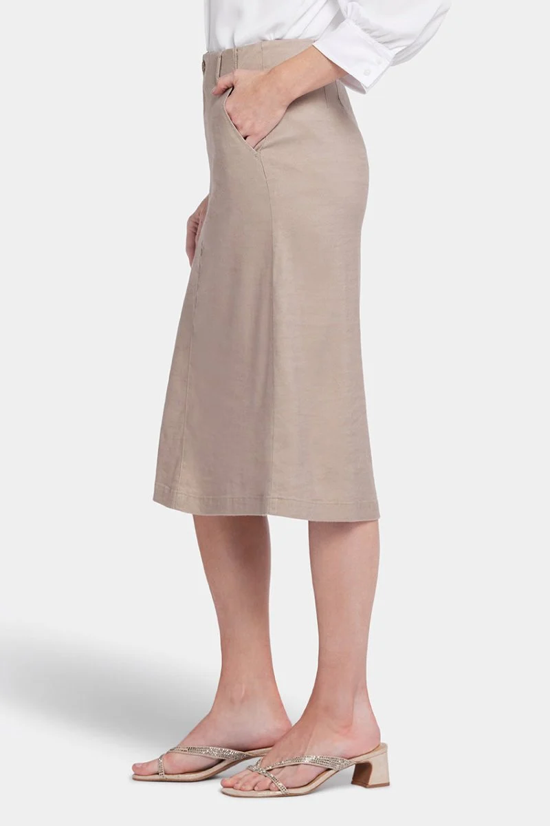 Marilyn A-Line Skirt Braun Stretch-Leinen | Saddlewood