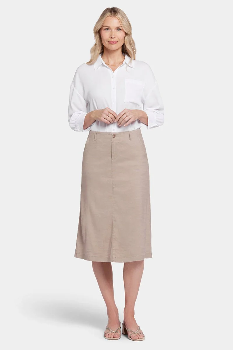 Marilyn A-Line Skirt Braun Stretch-Leinen | Saddlewood