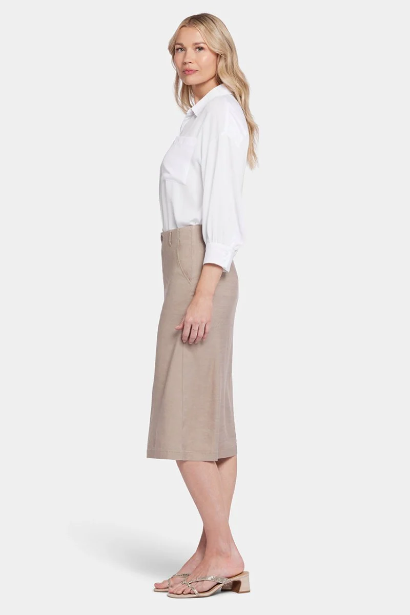 Marilyn A-Line Skirt Braun Stretch-Leinen | Saddlewood