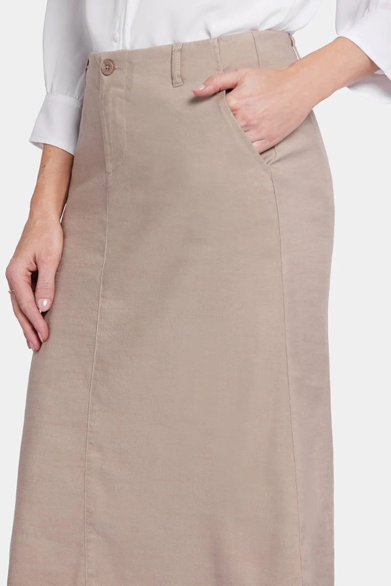 Marilyn A-Line Skirt Braun Stretch-Leinen | Saddlewood