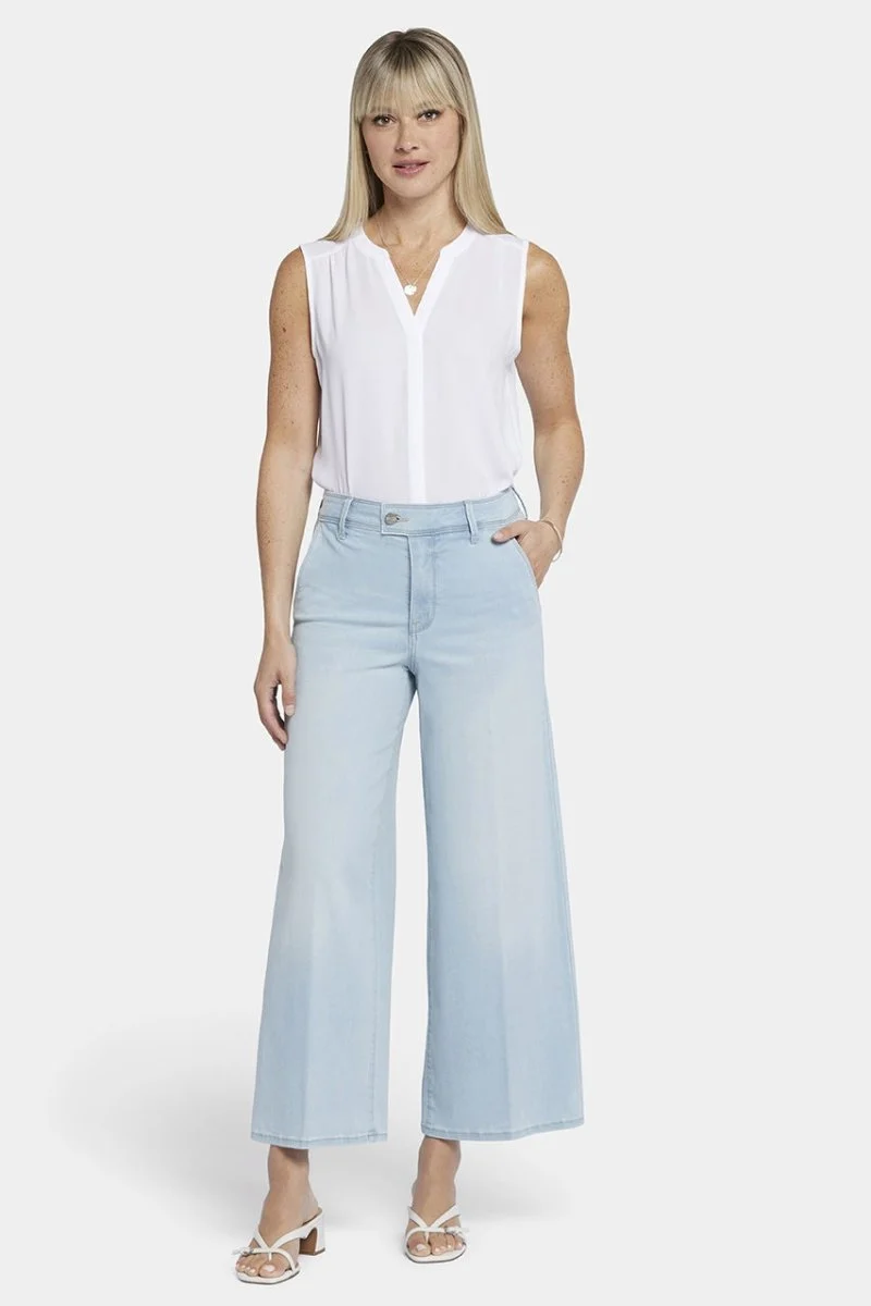 High Rise Mona Wide Leg Ankle Jeans Hellblau Premium Denim | Oceanfront