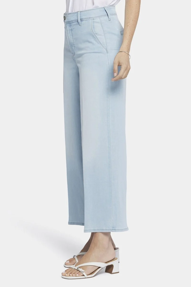 High Rise Mona Wide Leg Ankle Jeans Hellblau Premium Denim | Oceanfront