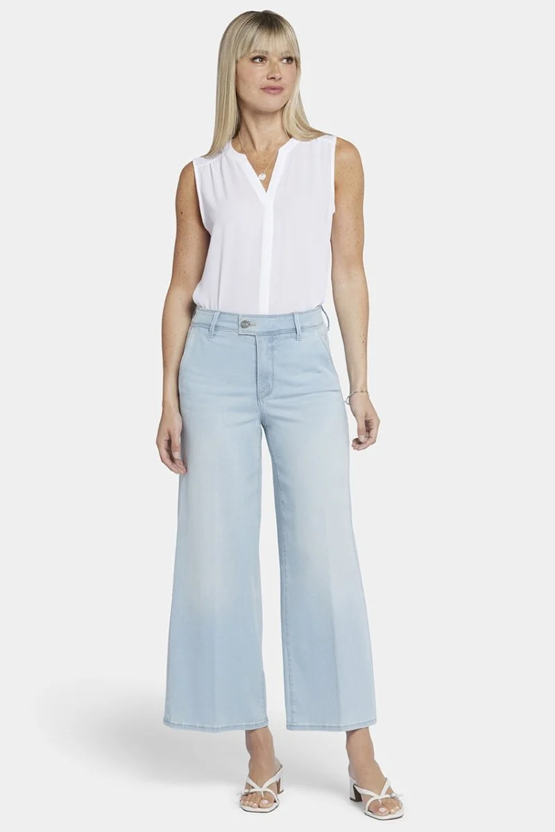 High Rise Mona Wide Leg Ankle Jeans Hellblau Premium Denim | Oceanfront