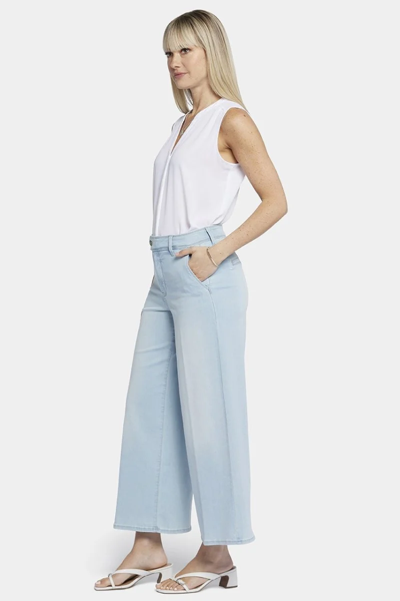 High Rise Mona Wide Leg Ankle Jeans Hellblau Premium Denim | Oceanfront
