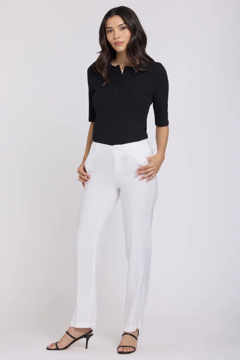 Marilyn Straight Hosen aus Stretchleinen | Optic White