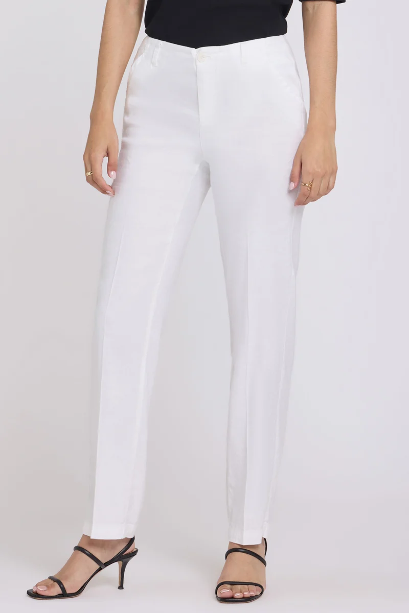 Marilyn Straight Hosen aus Stretchleinen | Optic White