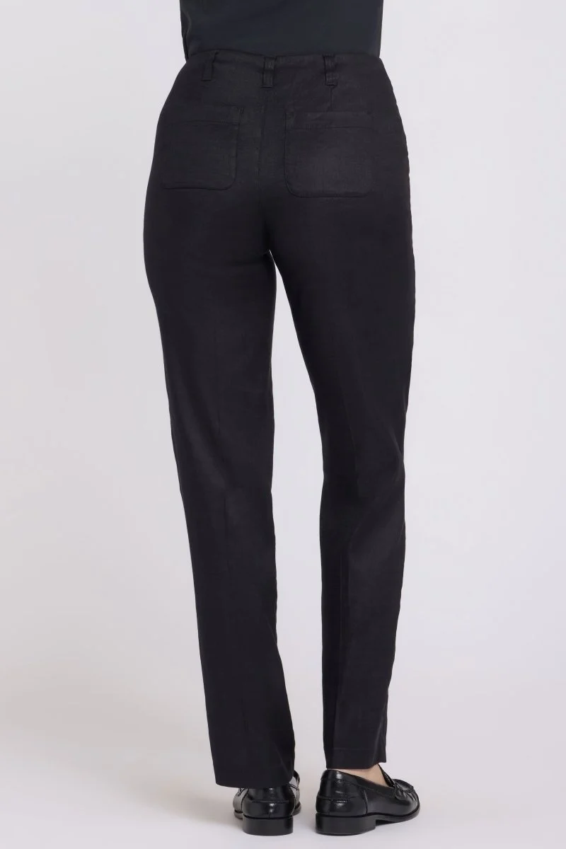 Marilyn Straight Hosen aus Stretchleinen | Black