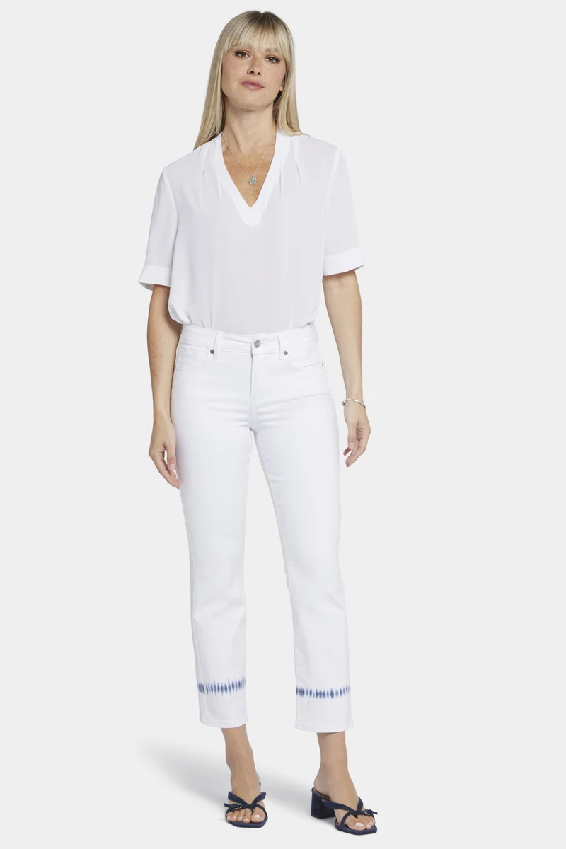 Marilyn Straight Ankle Jeans Weiß Tie Dye Farbiger Denim | Wave Tie Dye