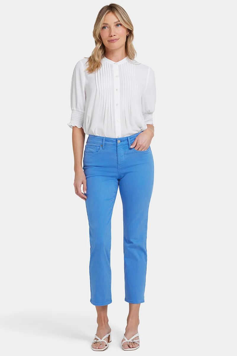 Marilyn Straight Ankle Jeans Blau Farbiger Denim | Greek sea
