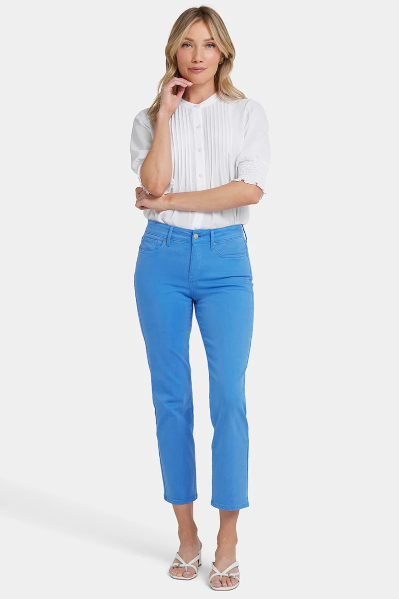 Marilyn Straight Ankle Jeans Blau Farbiger Denim | Greek sea