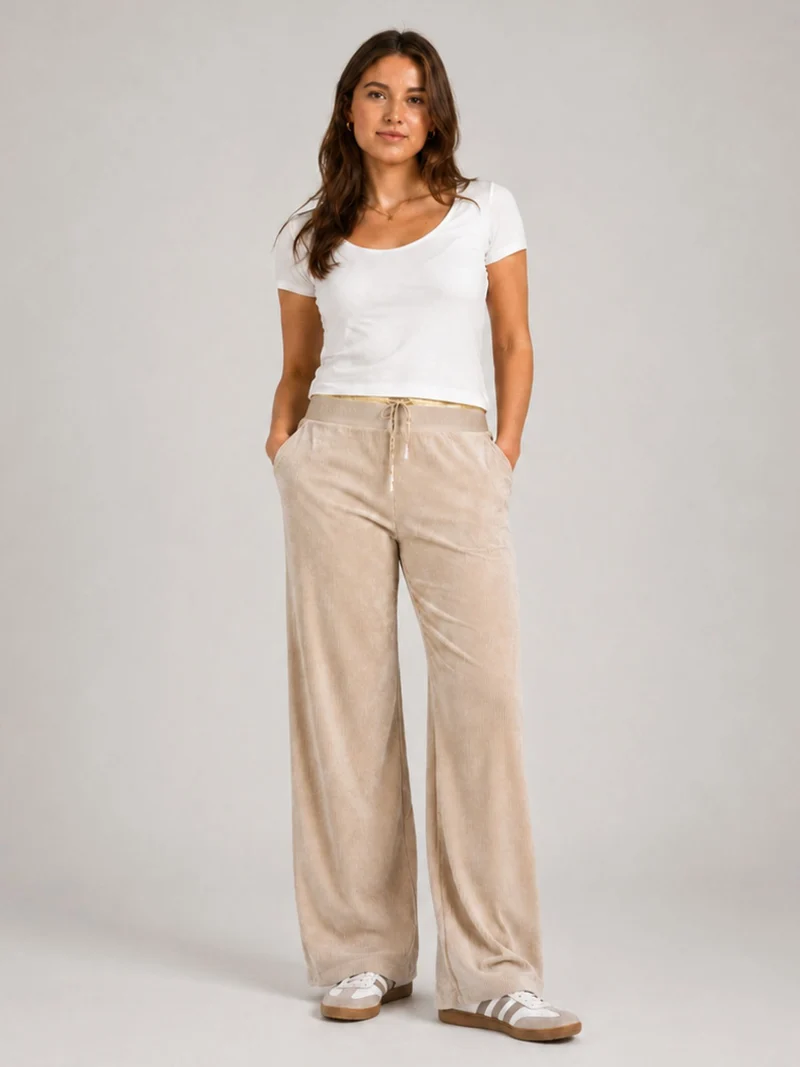 BGLVY - CORDULA, Damen Cordhose, Straight Leg, High-Waist, Sand