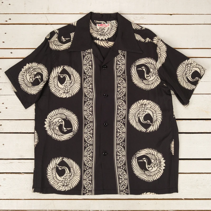 "Oriental Border" Hawaiihemd Schwarz