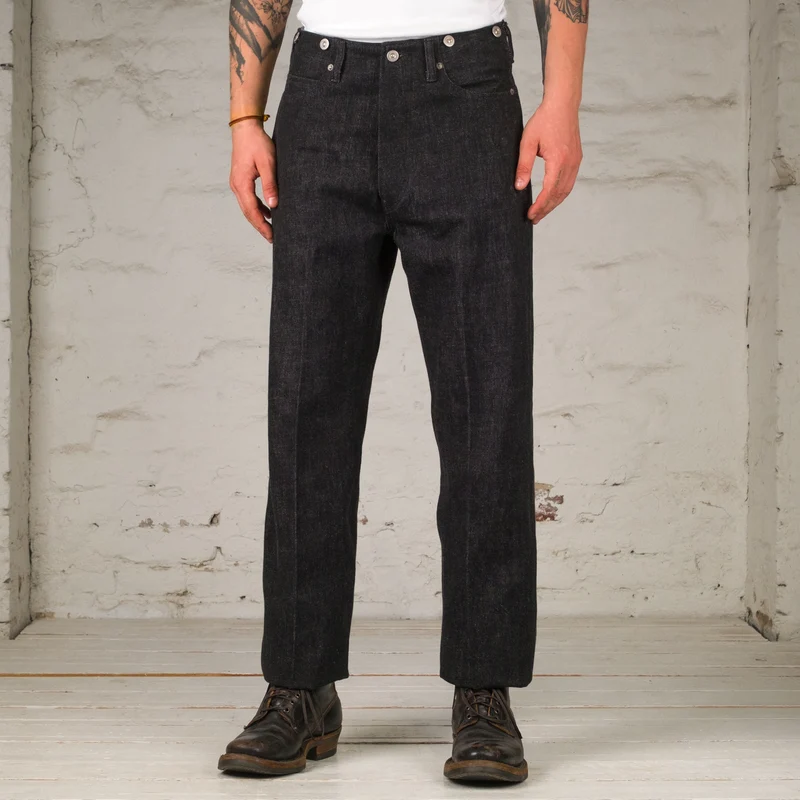 Beltless Waist Jeans Trousers "990" Black