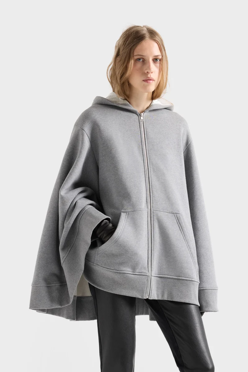 OVERSIZE ZIP HOODIE in Ash
